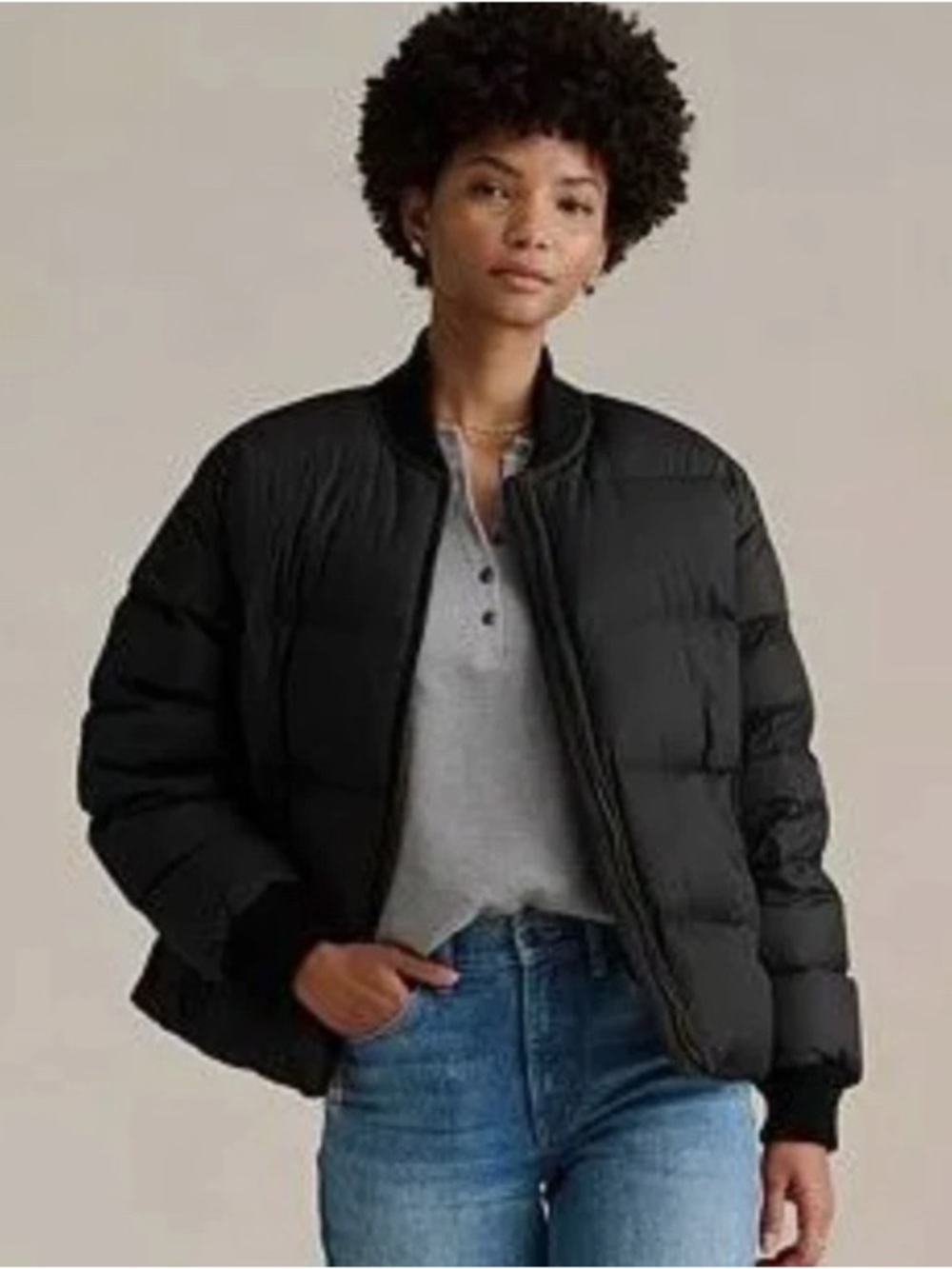 Eddie Bauer Black Puffer Bomber Jacket